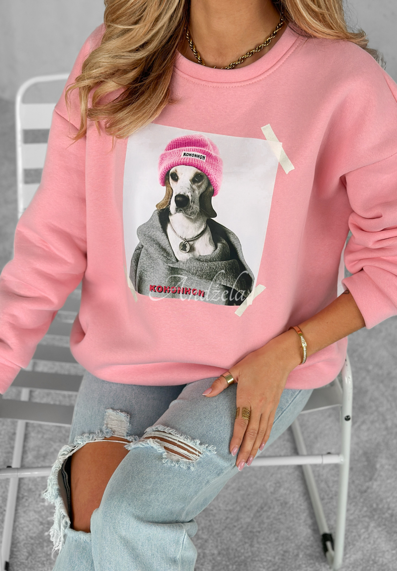 Übergroßes Sweatshirt mit Aufdruck The Fancy Rosa