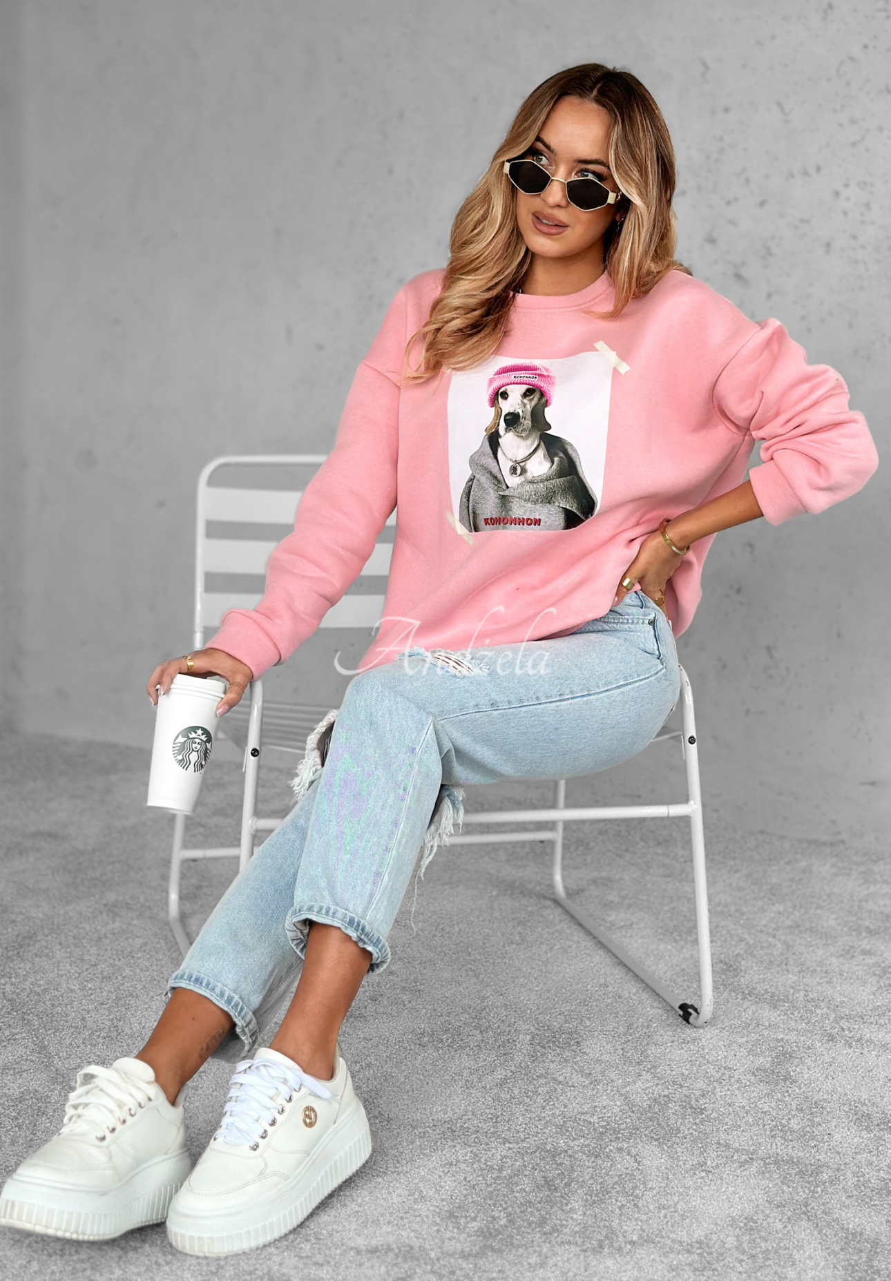 Übergroßes Sweatshirt mit Aufdruck The Fancy Rosa