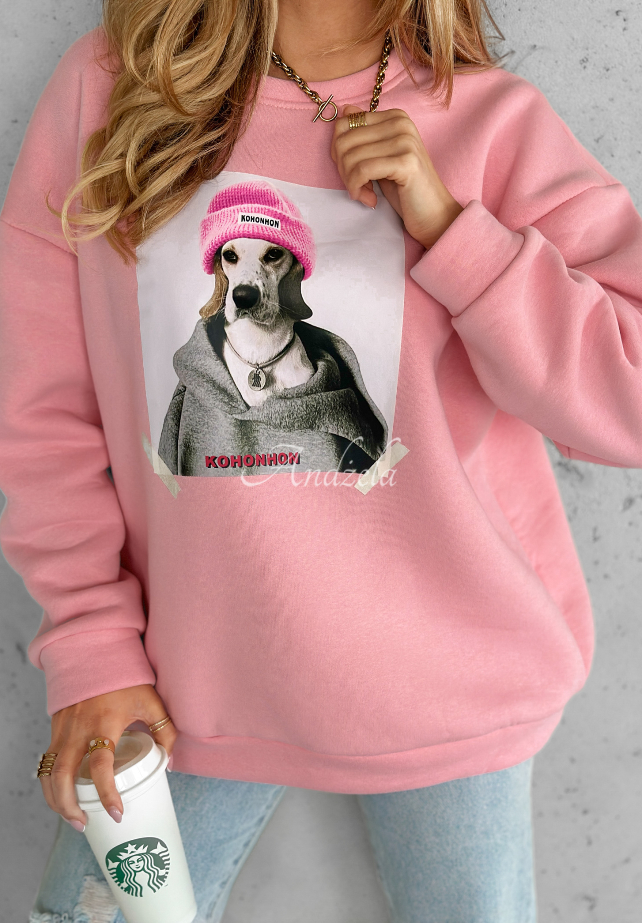 Übergroßes Sweatshirt mit Aufdruck The Fancy Rosa