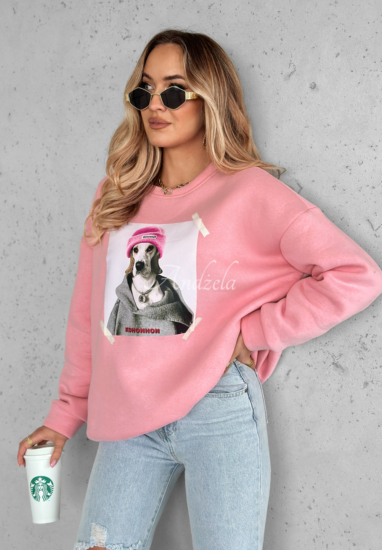 Übergroßes Sweatshirt mit Aufdruck The Fancy Rosa