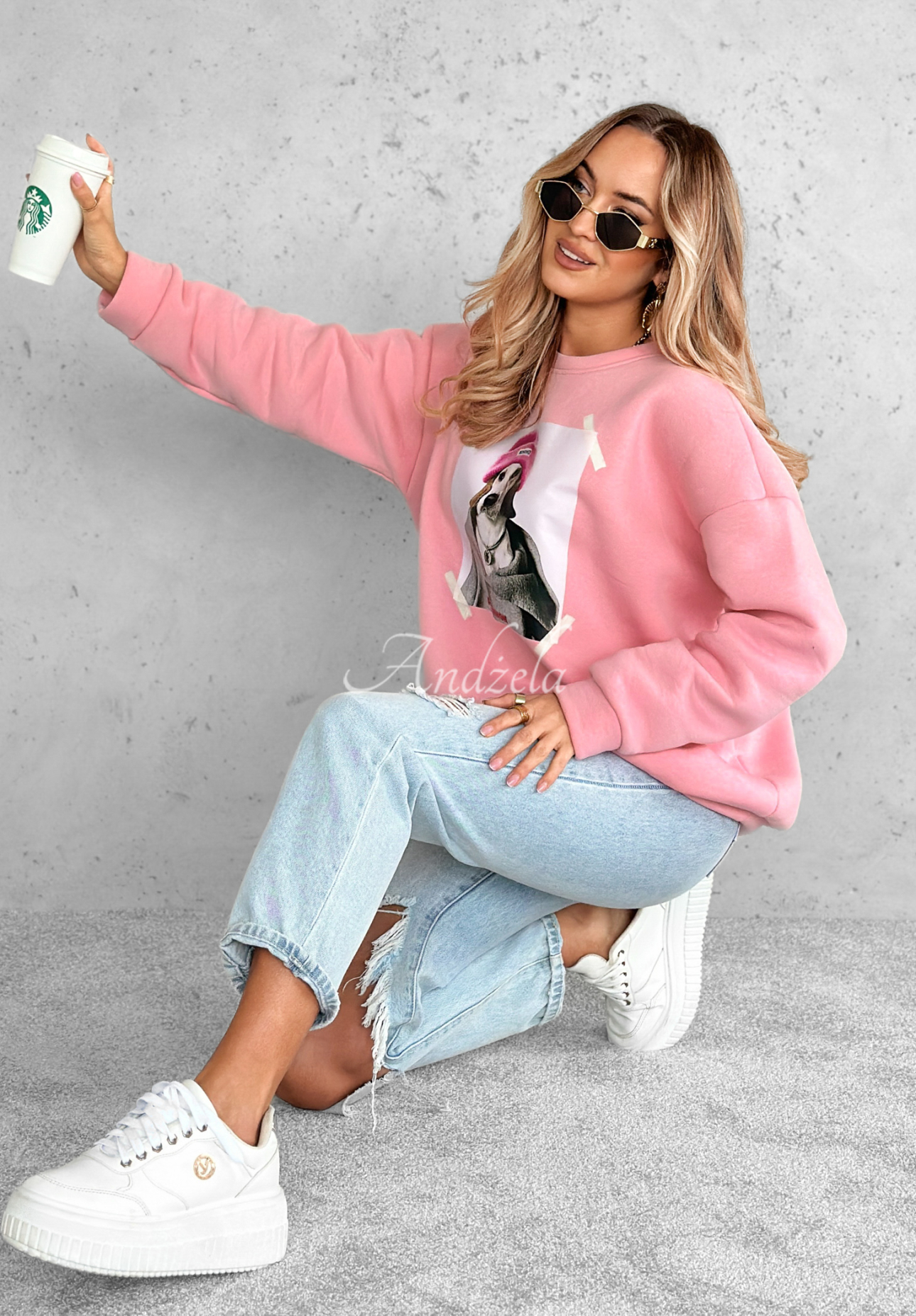 Übergroßes Sweatshirt mit Aufdruck The Fancy Rosa