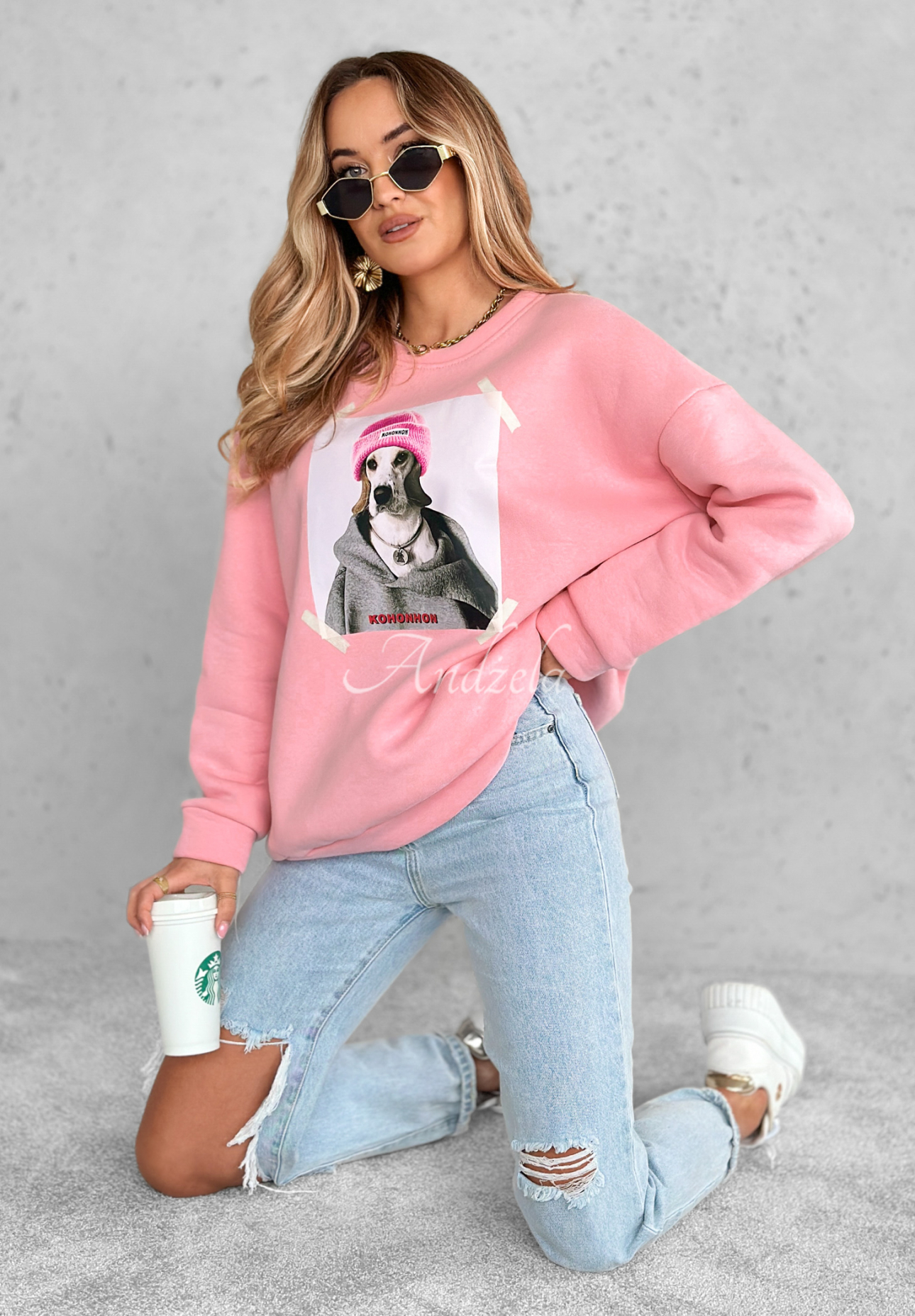 Übergroßes Sweatshirt mit Aufdruck The Fancy Rosa