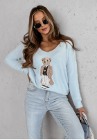 Pullover oversize z misiem Casual Teddy Himmelblau