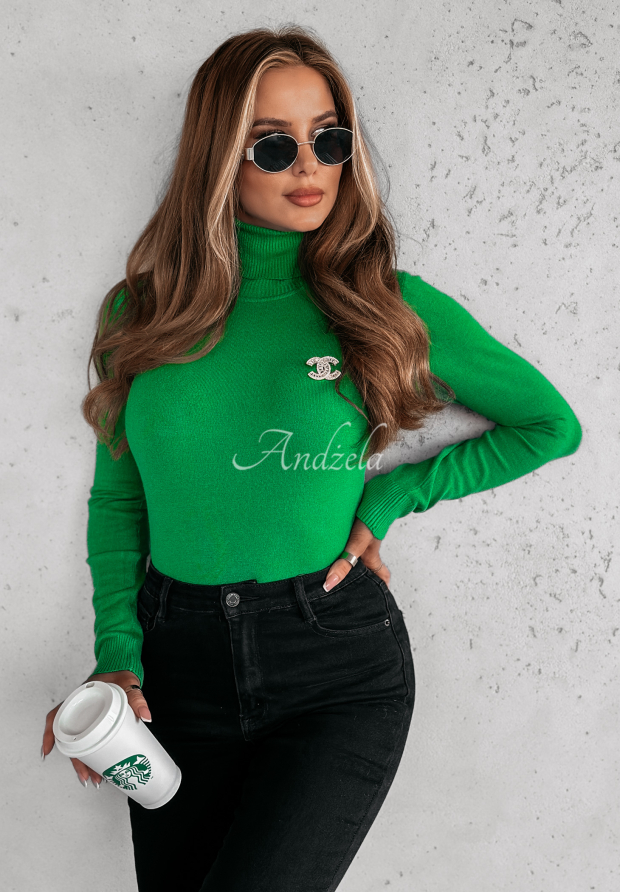 Figurnaher Rollkragenpullover Solange Gr&uuml;n
