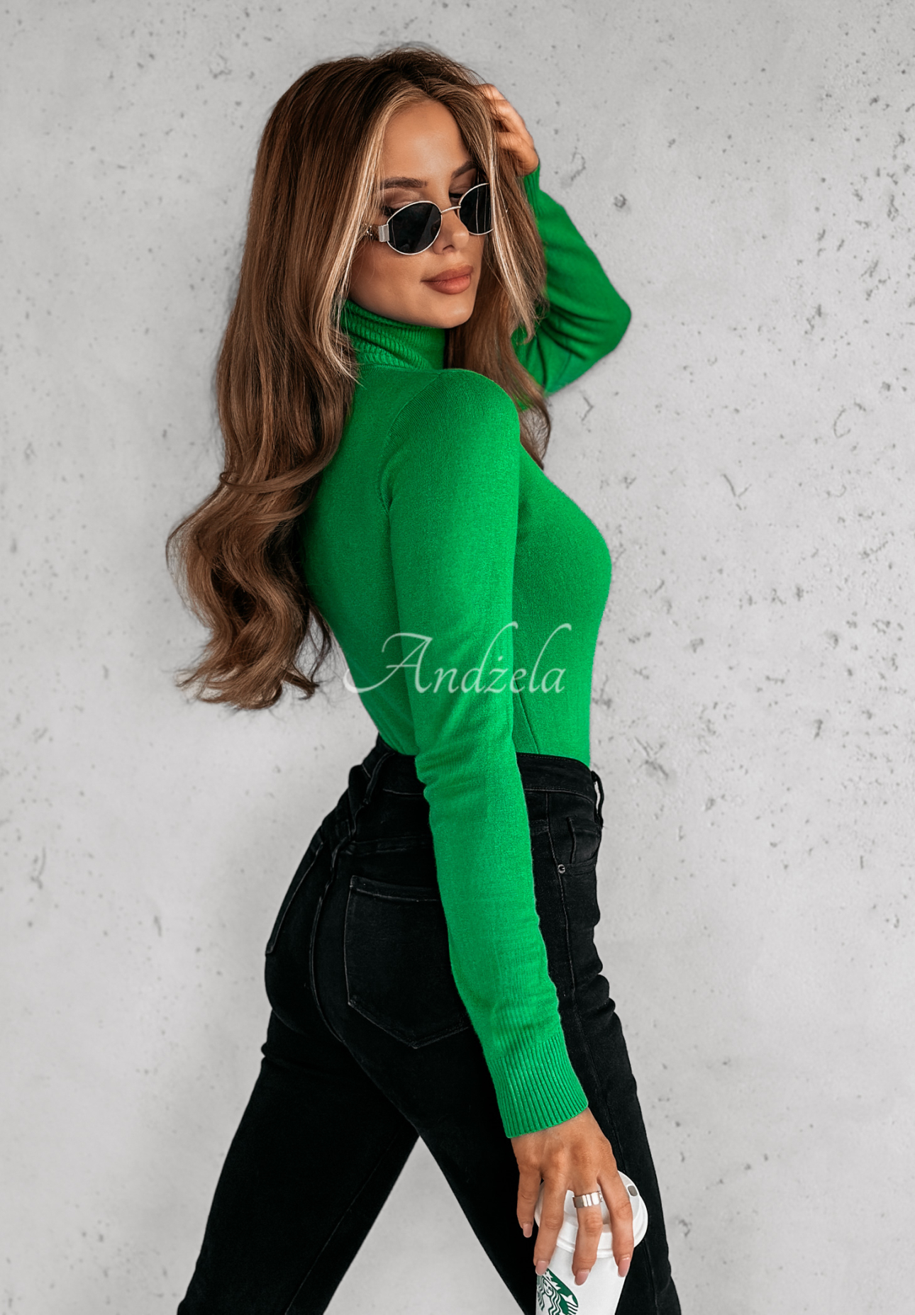 Fitted turtleneck sweater Solange green