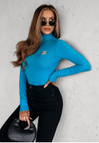 Dopasowany Pullover z golfem Solange Blau