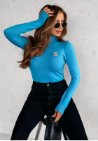 Dopasowany Jumper z golfem Solange in blue