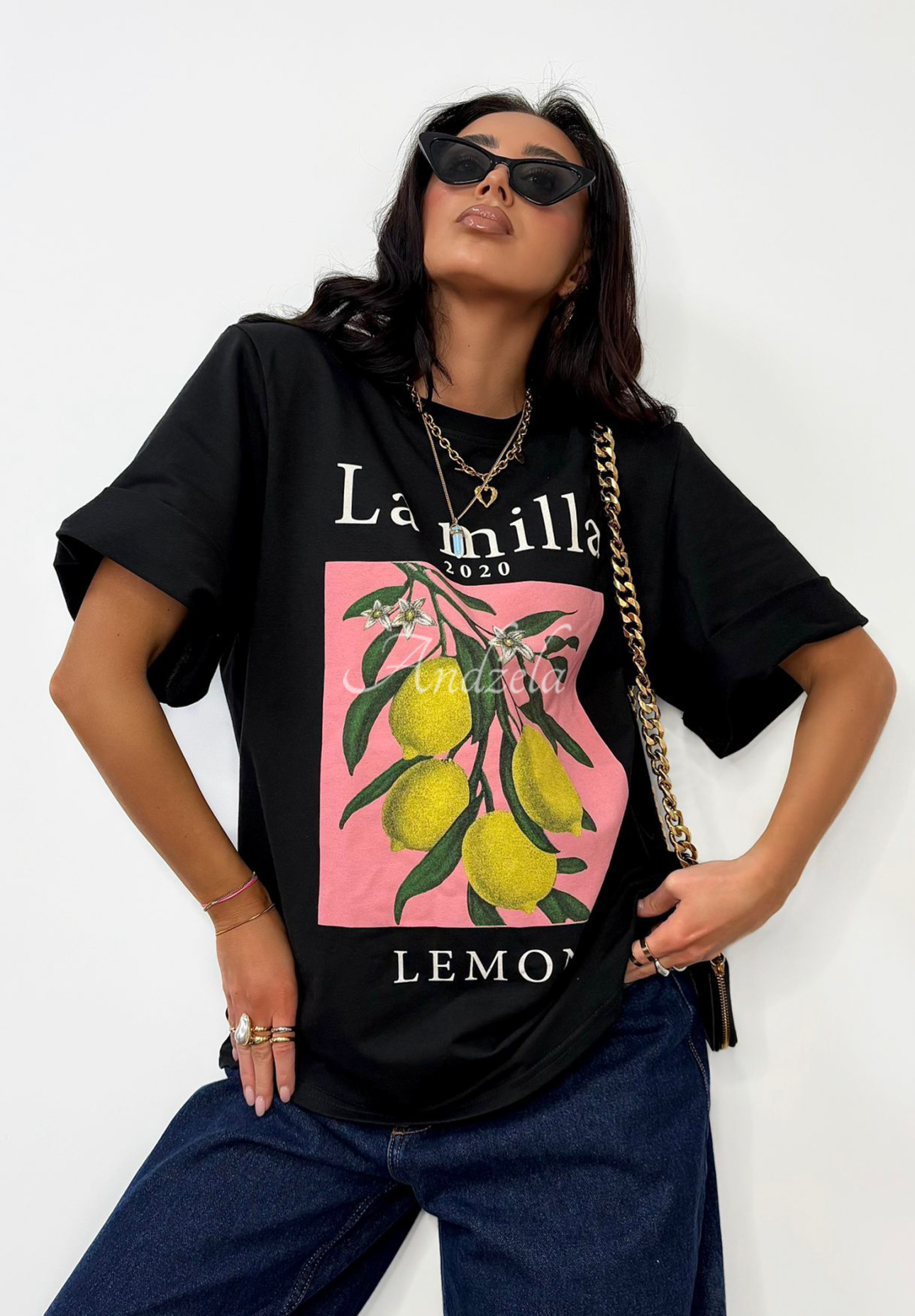 T-Shirt mit Aufdruck La Milla Lemon Schwarz