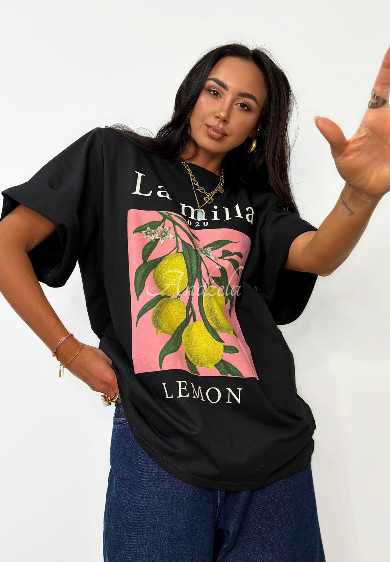 T-Shirt mit Aufdruck La Milla Lemon Schwarz