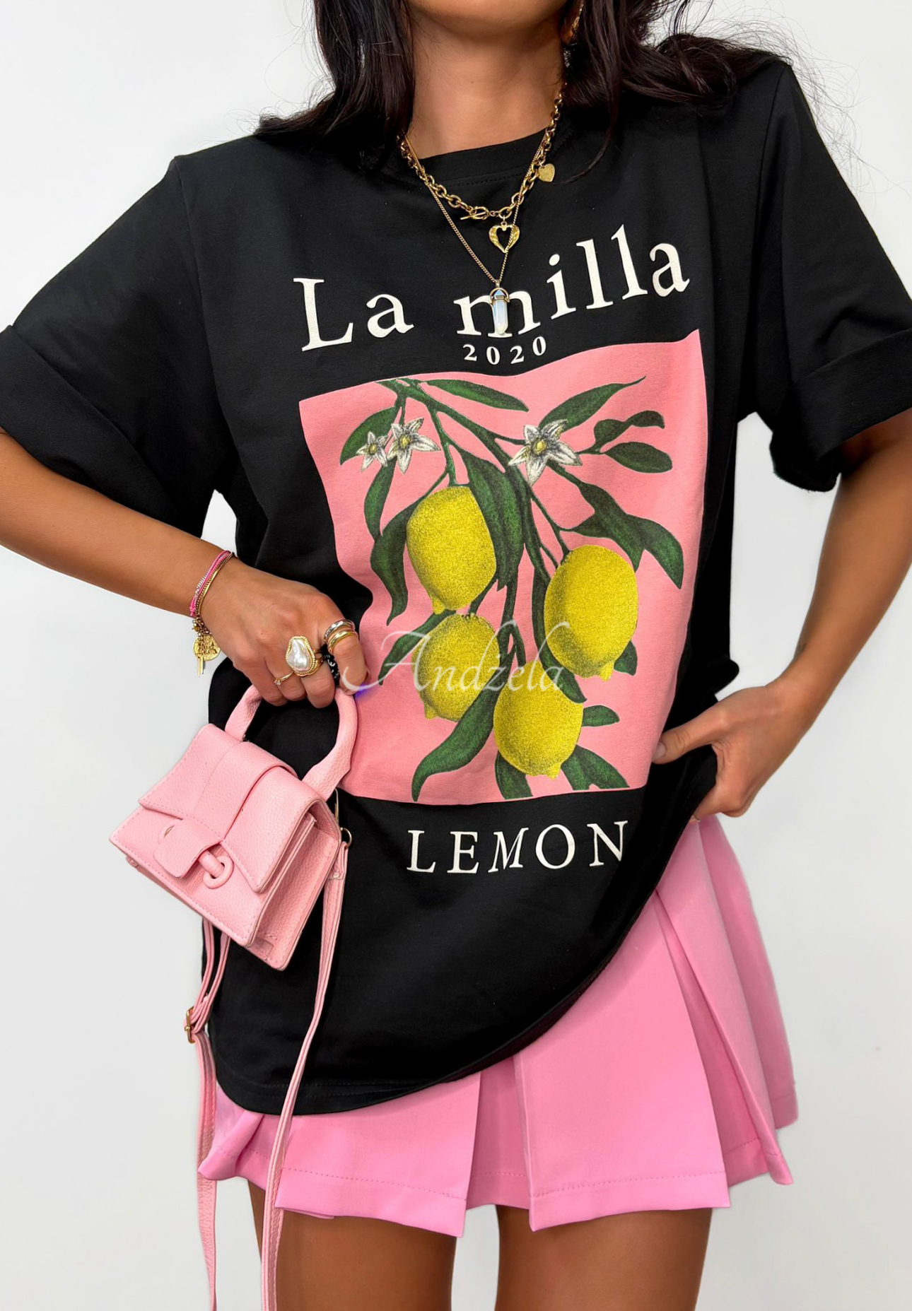 T-Shirt mit Aufdruck La Milla Lemon Schwarz