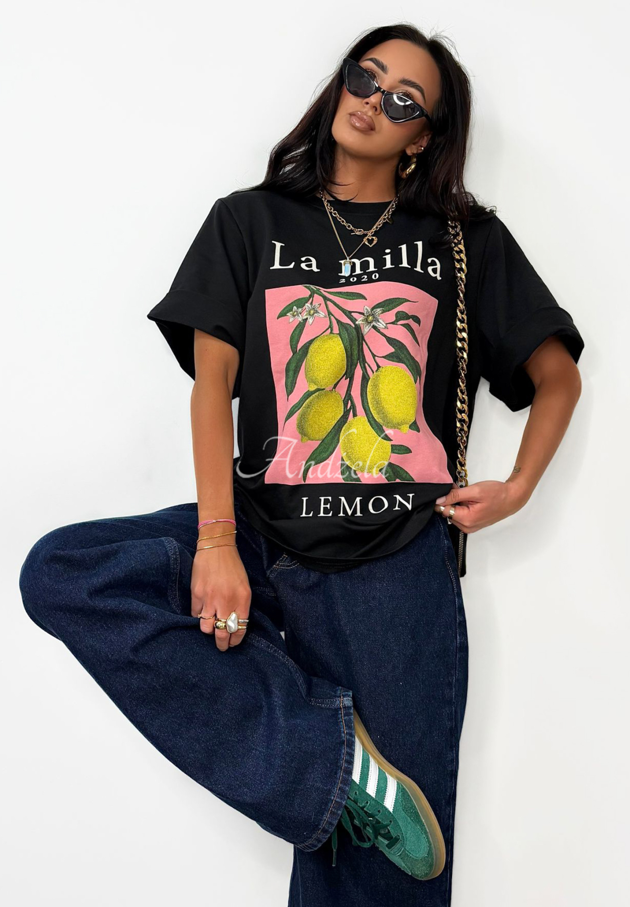 T-Shirt mit Aufdruck La Milla Lemon Schwarz