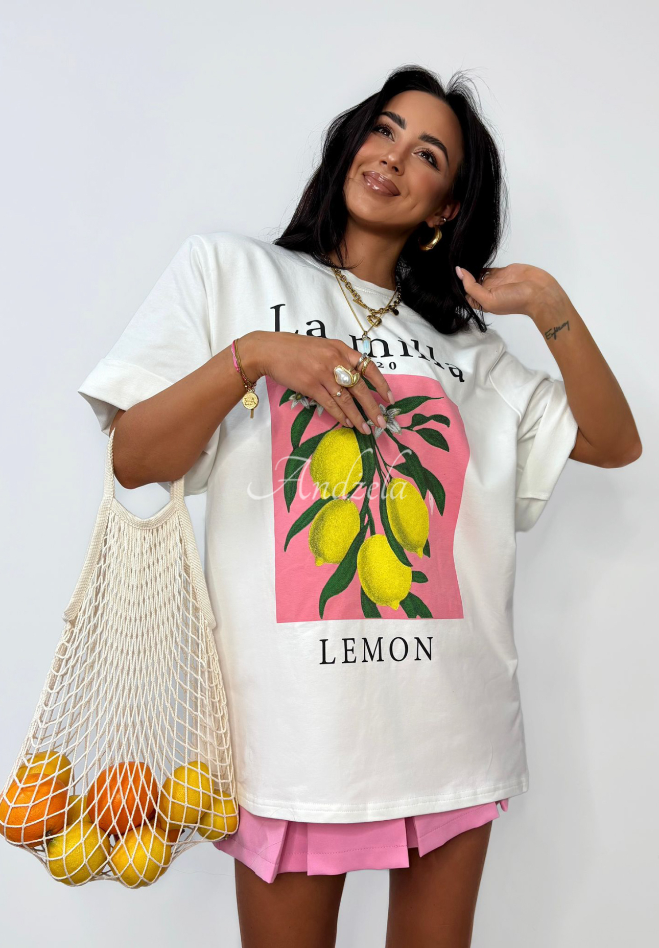 T-Shirt mit Aufdruck La Milla Lemon Weiß