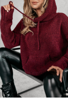 Pullover oversize z kapturem Carra Burgunderrot