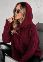 Pullover oversize z kapturem Carra Burgunderrot