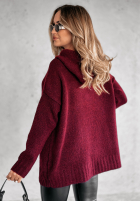 Pullover oversize z kapturem Carra Burgunderrot