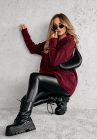 Pullover oversize z kapturem Carra Burgunderrot