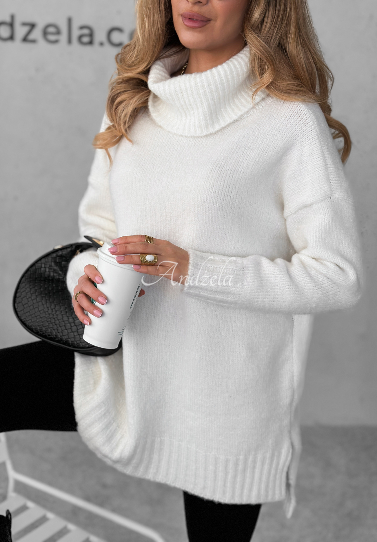 Oversize-Rollkragenpullover Benin Ecru