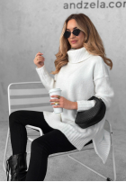Pullover oversize z golfem Benin Ecru