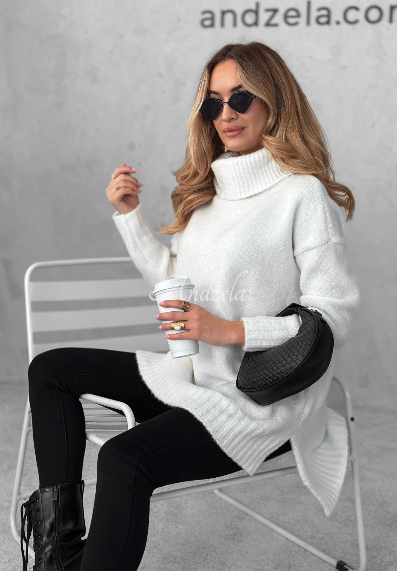 Oversize-Rollkragenpullover Benin Ecru