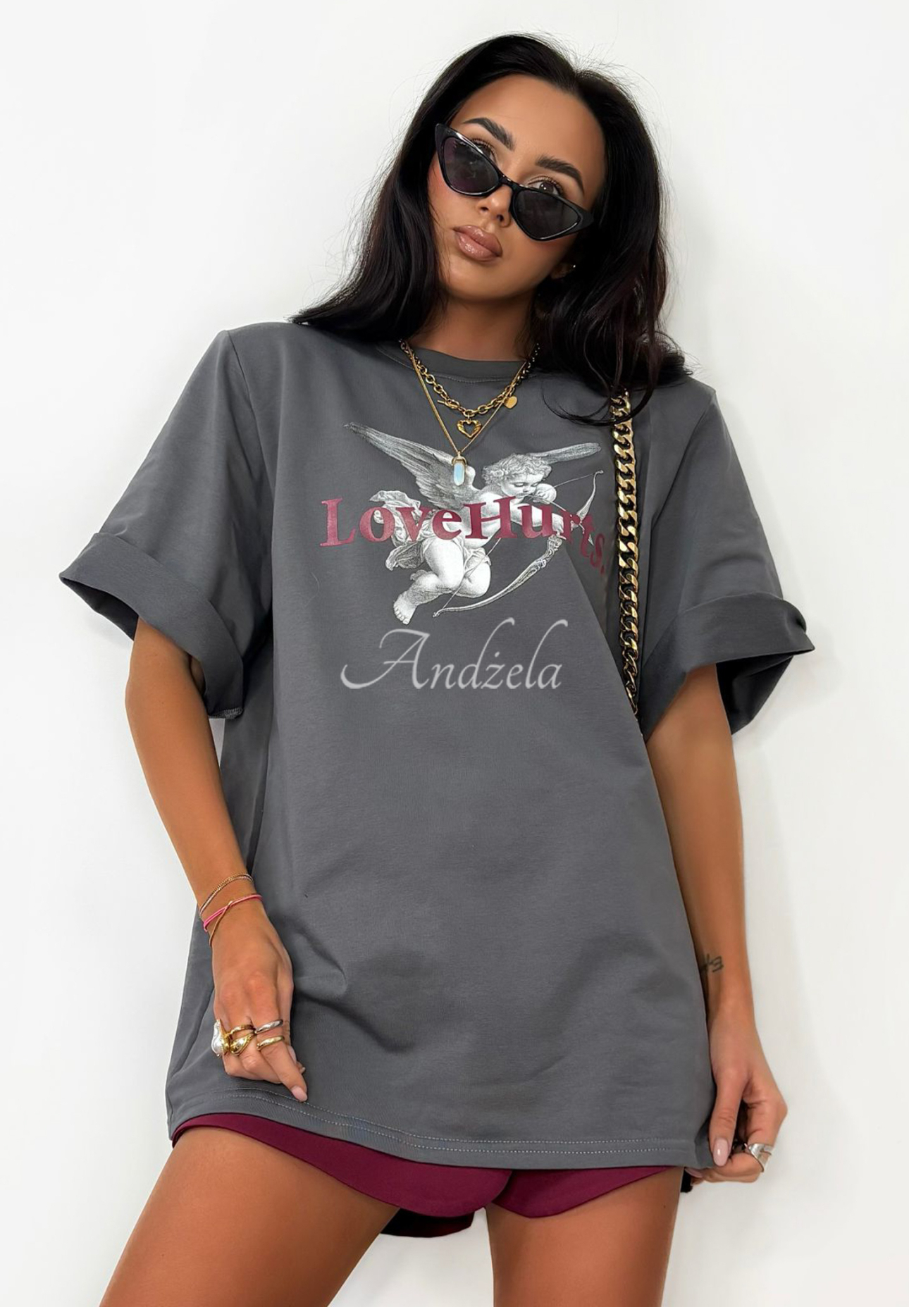 T-Shirt mit Aufdruck La Milla Love Hurts Grau