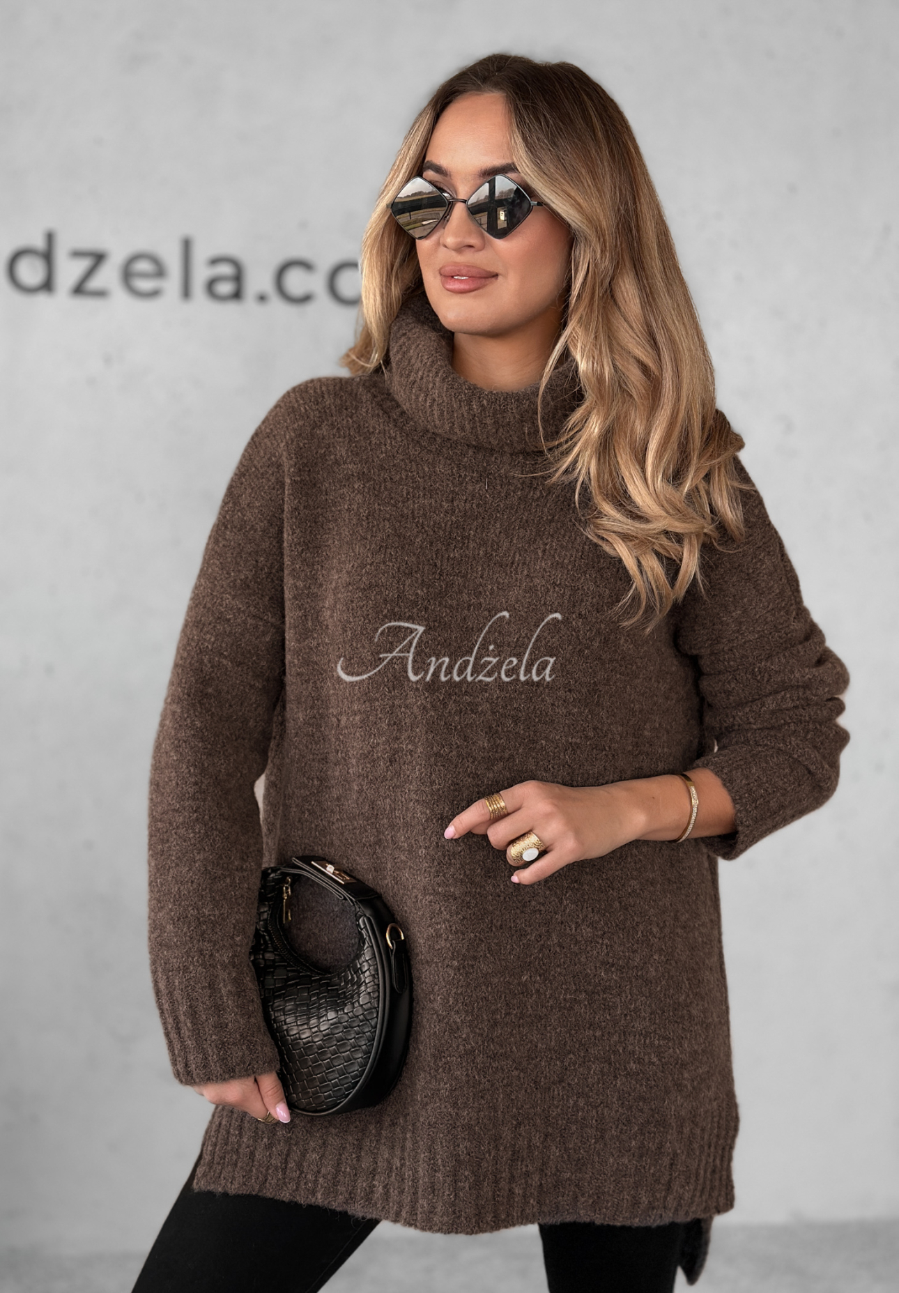 Benin chocolate oversize turtleneck sweater