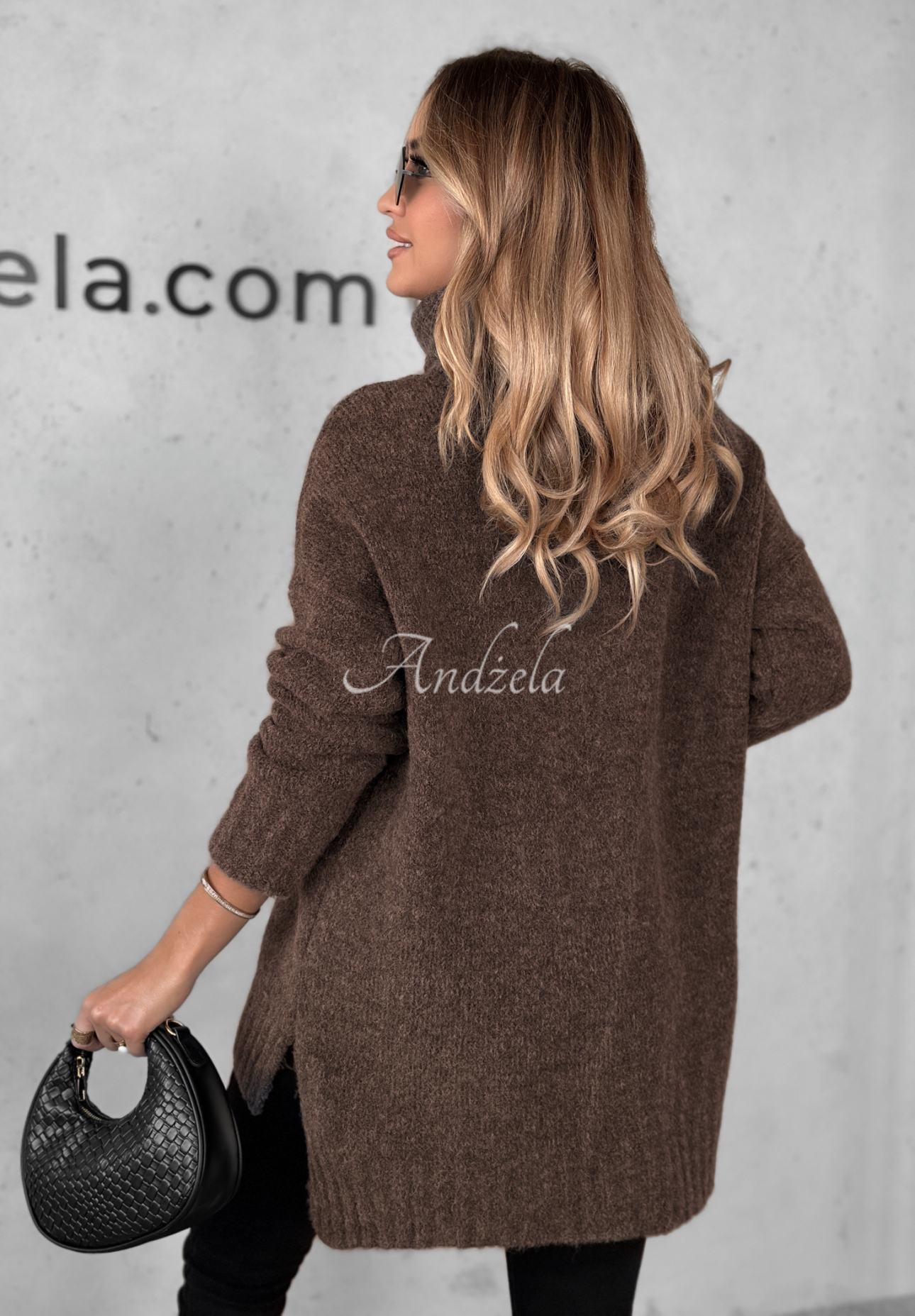 Benin chocolate oversize turtleneck sweater