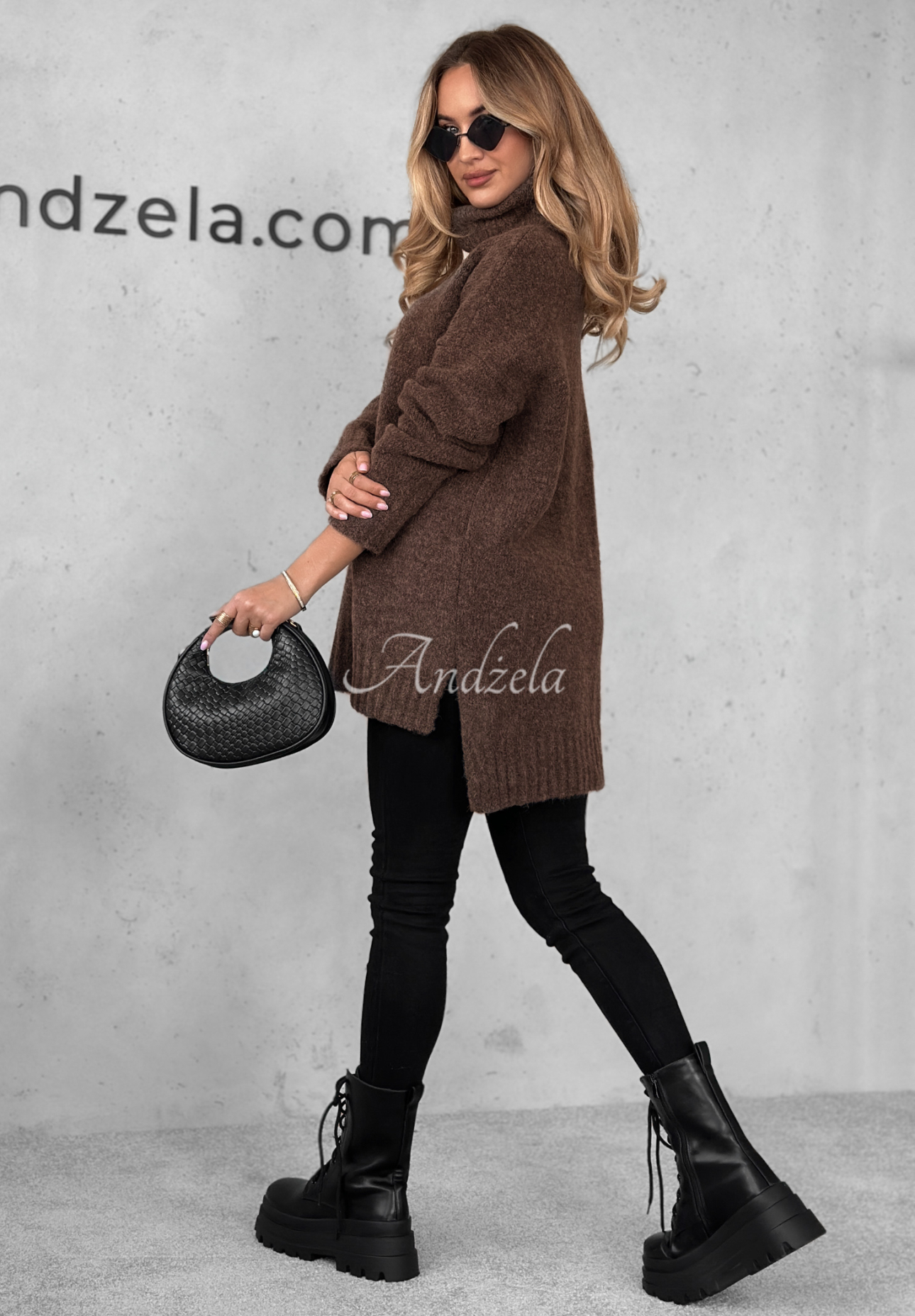 Benin chocolate oversize turtleneck sweater