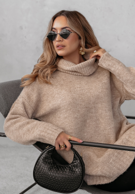 Oversize-Rollkragenpullover Benin Beige