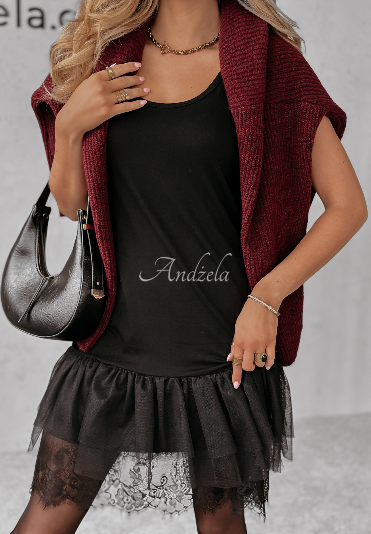 Tunika Minikleid aus Tüll Poppy Schwarz