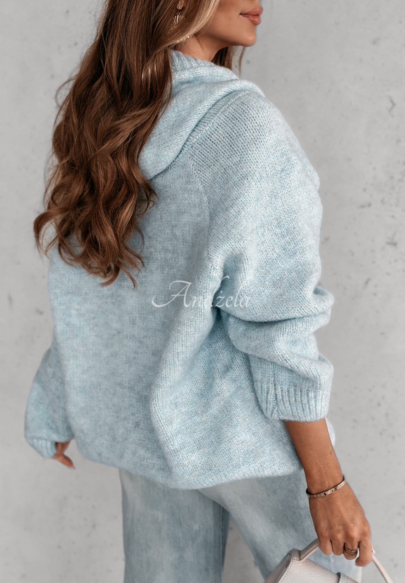 Oversize-Pullover mit Bindeband und Kapuze Laossi Himmelblau