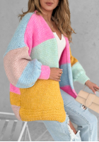 Krótki kardigan oversize Vibrant Vibes różowo-żółty