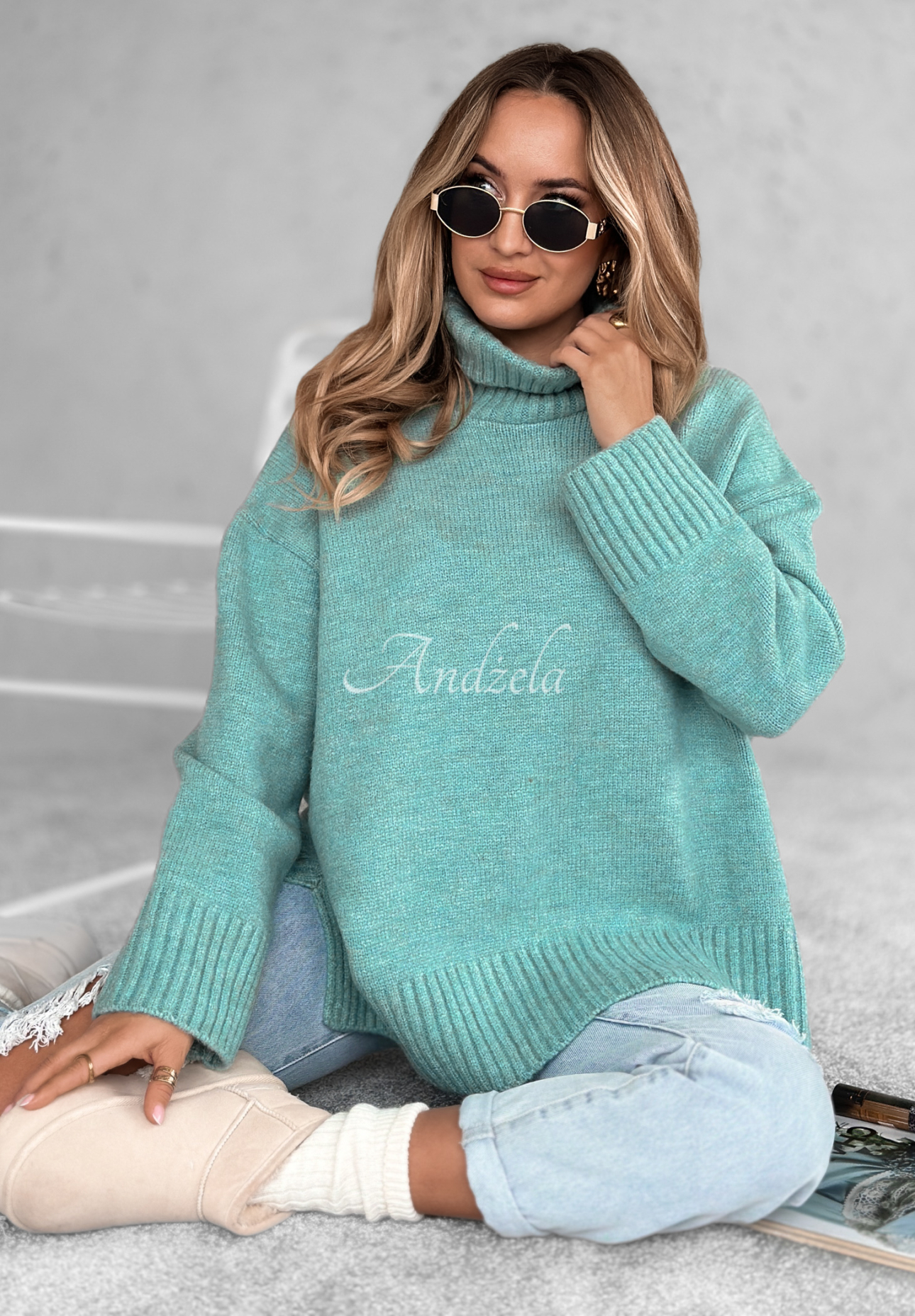 Oversize Rollkragenpullover Camille Mintgrün