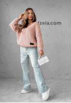 Pullover oversize z dekoltem Cocomore Fluffy Excellence Puderrosa