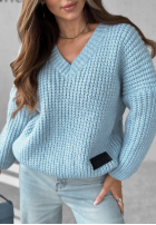 Pullover oversize z dekoltem Cocomore Fluffy Excellence Himmelblau