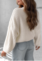 Pullover oversize z dekoltem Cocomore Fluffy Excellence Ecru