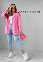 Krótki Cardigan oversize Cozy Drape Rosa