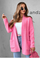 Krótki Cardigan oversize Cozy Drape Rosa