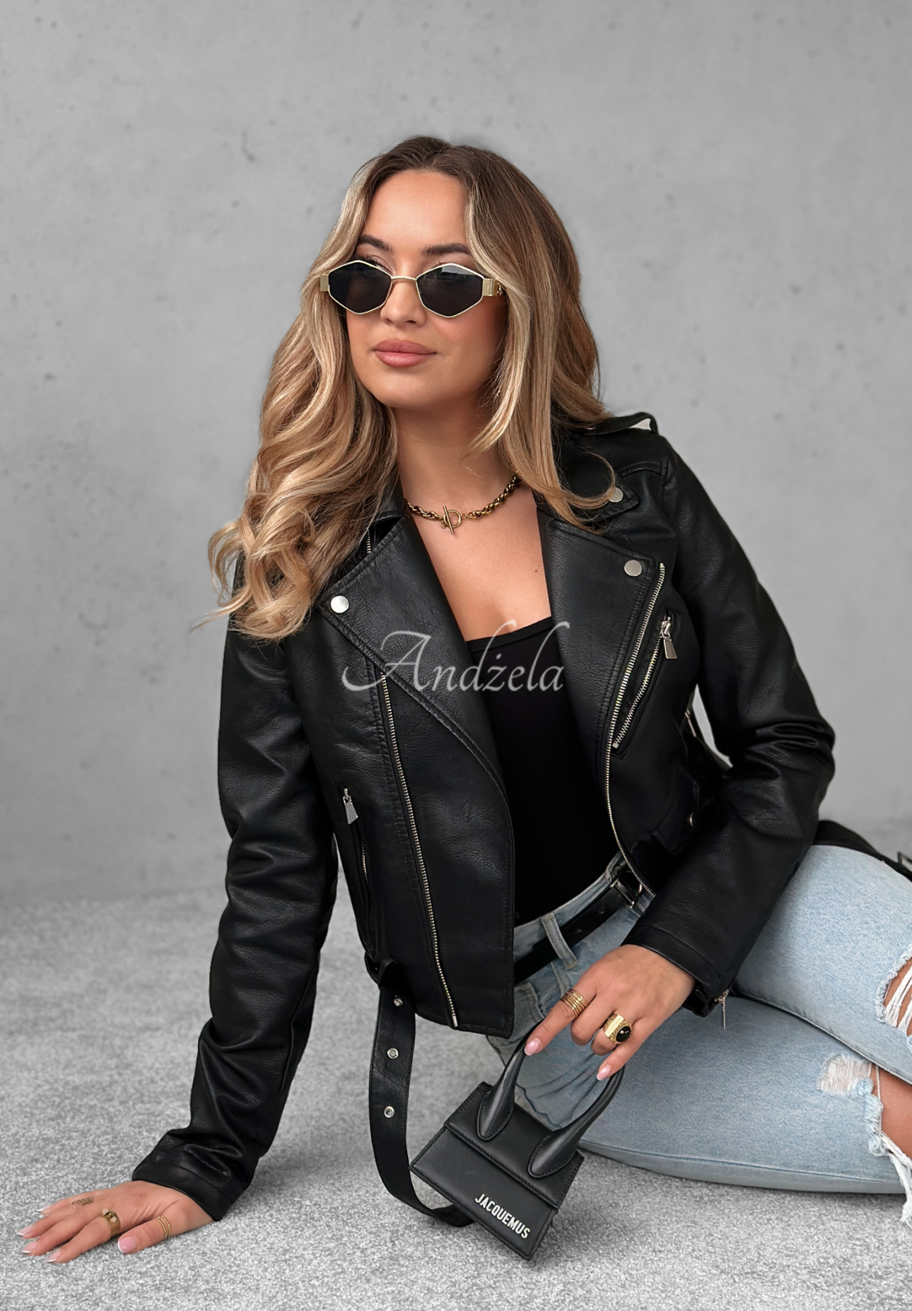 Bikerjacke aus Leder Royal Schwarz