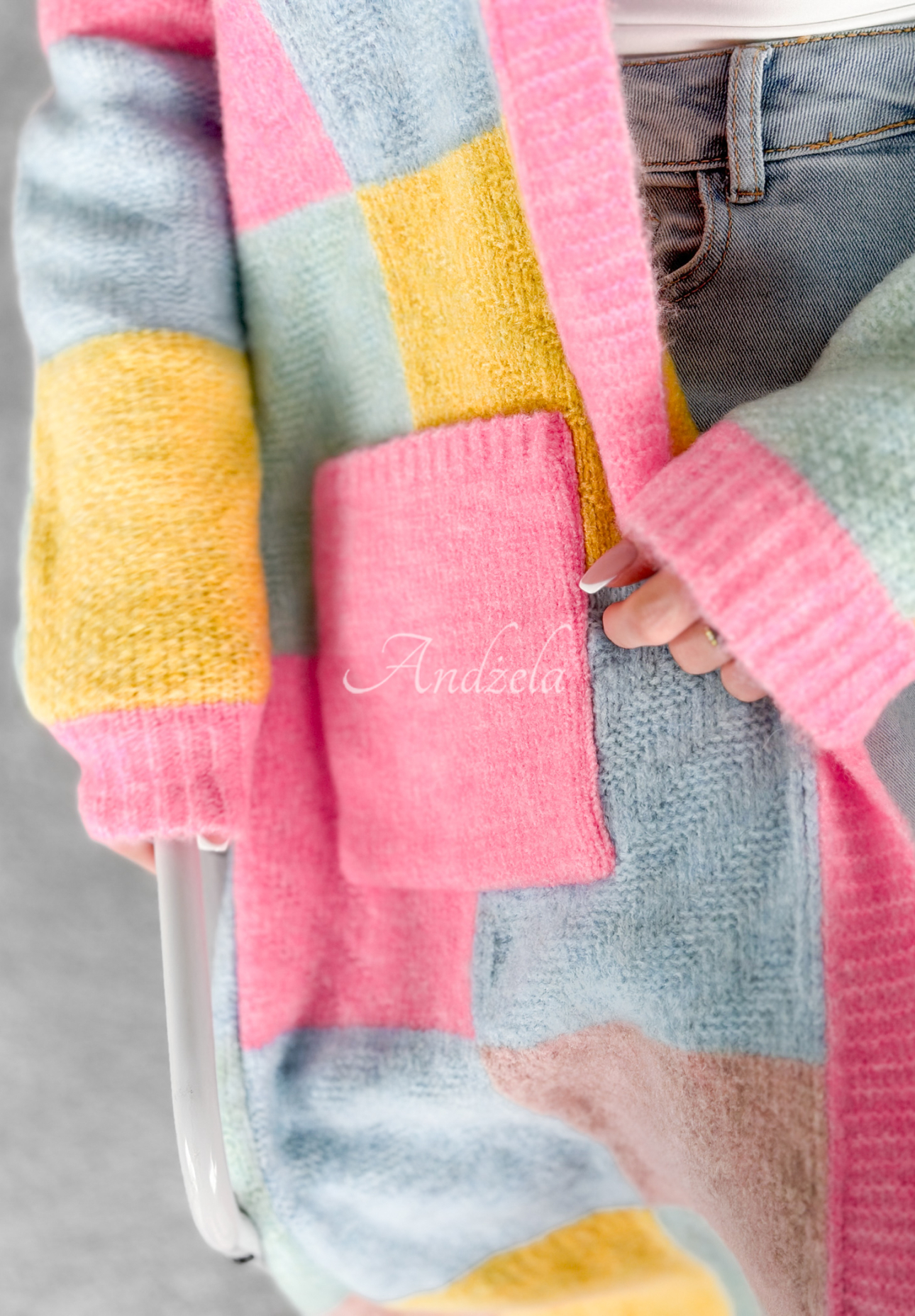 Langer Cardigan Sunrise Sky rosa-blau