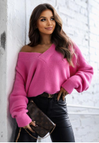 Pullover oversize z dekoltem Cocomore Marshmallow Touch Rosa