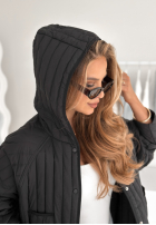 Pikowana Jacke z kapturem Every Way Schwarz