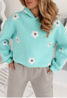 Dziecięcy Sweat Set Little Flowers szaro-Blau