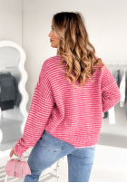 Pullover w paski z napisem Cherie Rosa