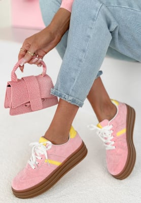 Sneaker aus Velourslederimitat Go After It Rosa