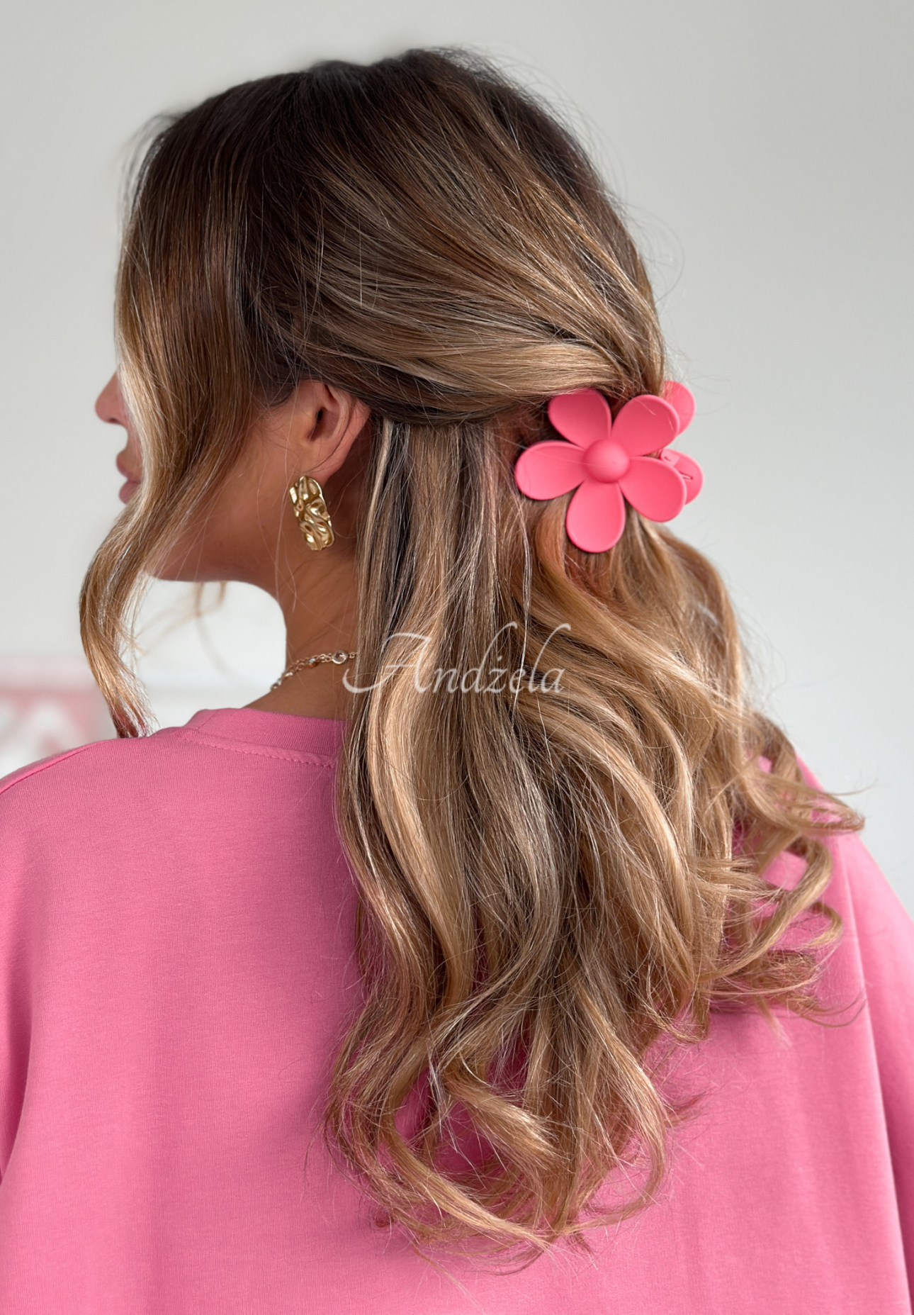 Haarspange in Klammerform Blume Girly Touch Rosa