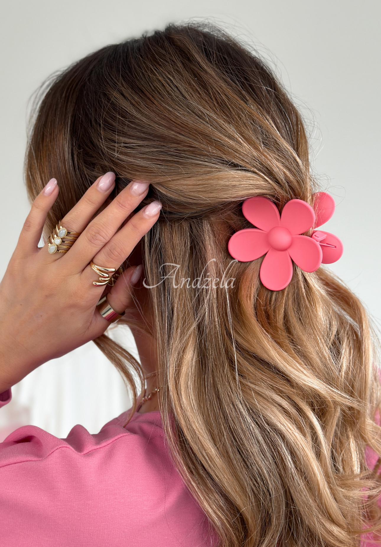Girly Touch flower hair clip pink