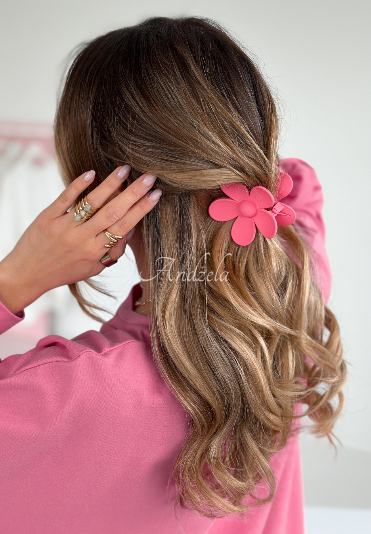Girly Touch flower hair clip pink