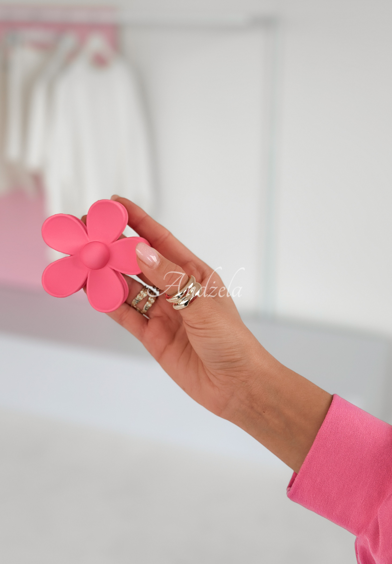 Girly Touch flower hair clip pink