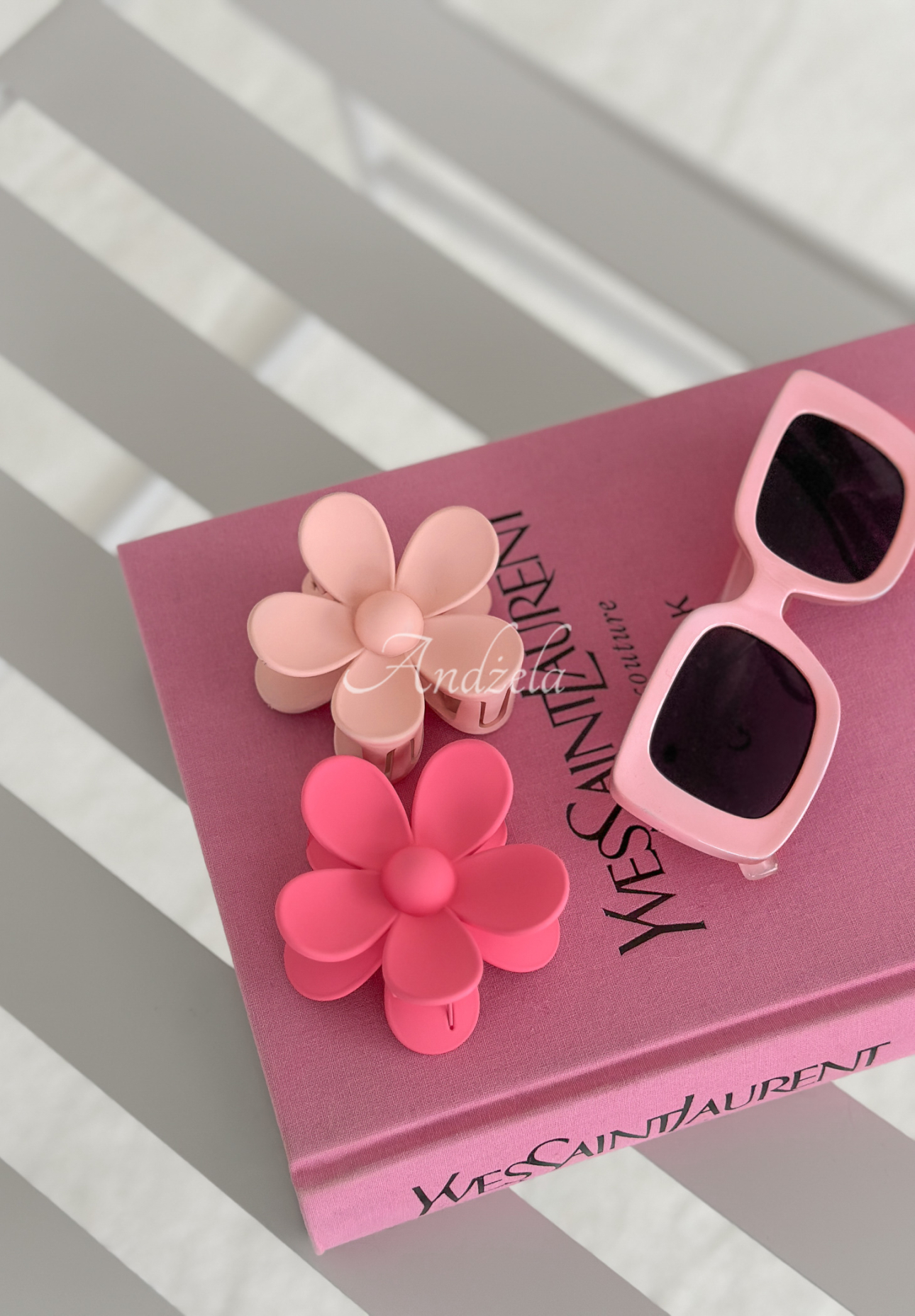Girly Touch flower hair clip powder pink