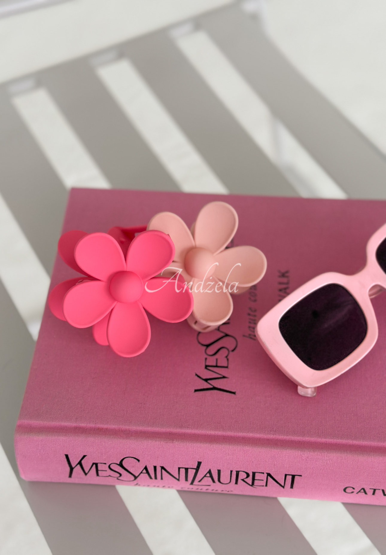 Girly Touch flower hair clip powder pink